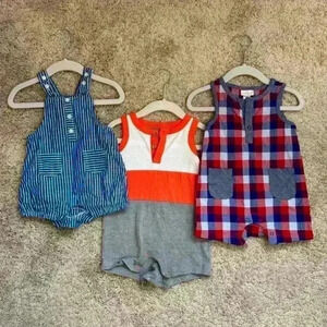 Cat and Jack Lot of 3 Baby Boy One Pieces 3-6M
